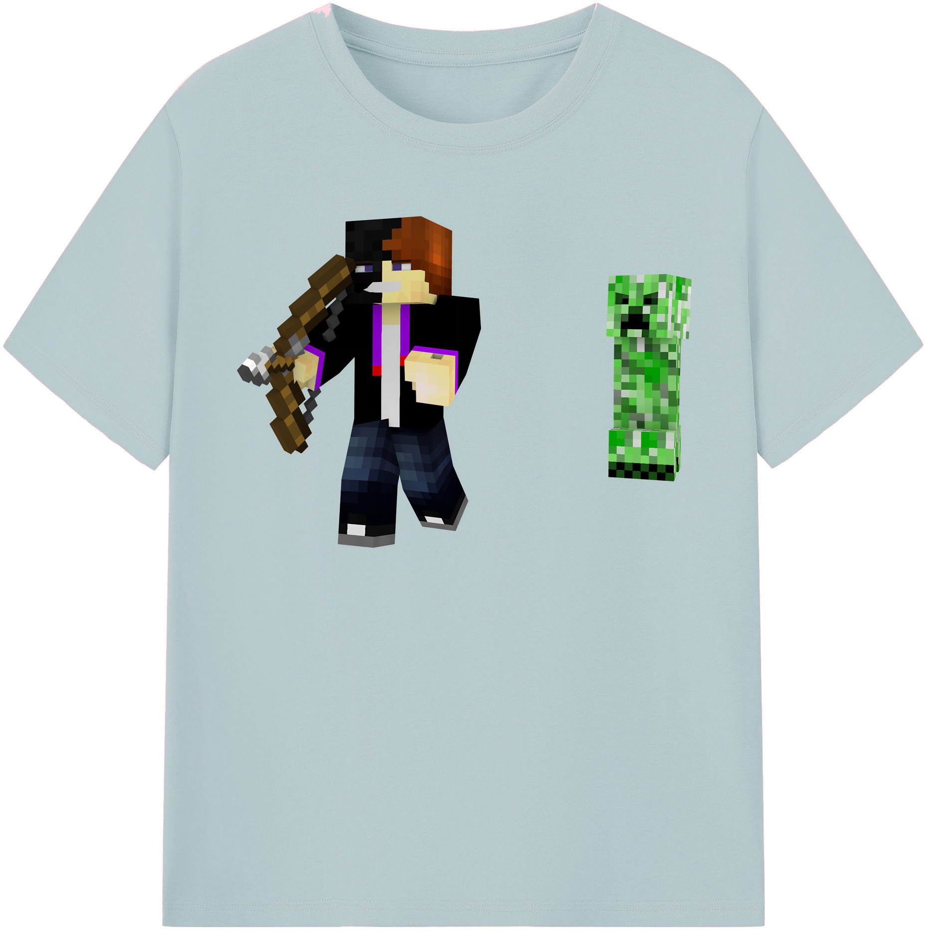（画像用） マインクラフト ブロックの世界 Minecraft MC Block world 綿100％半袖Tシャツ（フロントプリント）